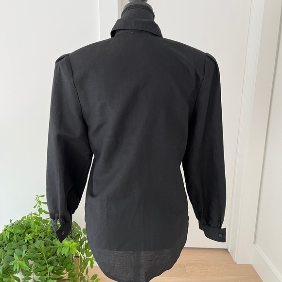 TOP TOPS Vintage Embellished Black Button Front Blouse Sequins Beads 80's Vibes - Picture 5 of 16